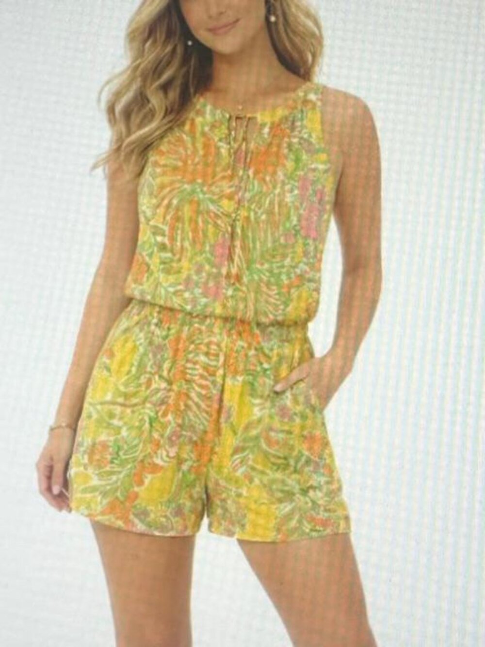 * Lilly Pulitzer Target Happy Place Yellow Floral Print Rayon Romper XXL